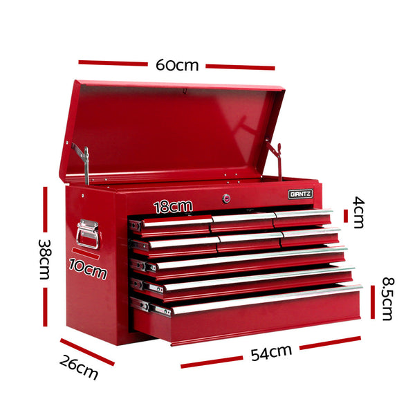 Giantz 9 Drawer Mechanic Tool Box Cabinet Storage - Red Giantz