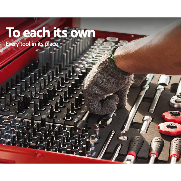 Giantz 9 Drawer Mechanic Tool Box Cabinet Storage - Red Giantz