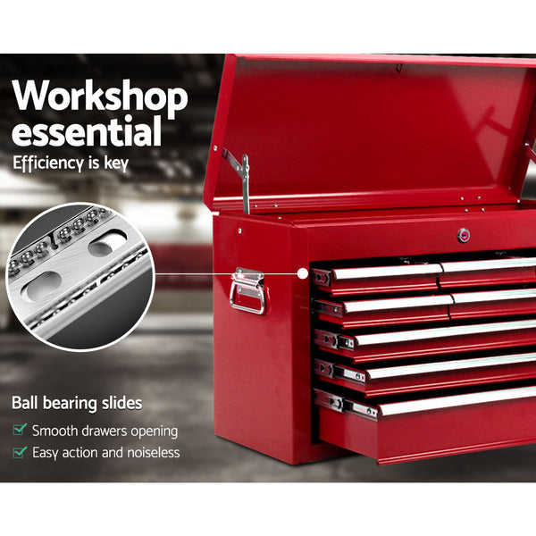 Giantz 9 Drawer Mechanic Tool Box Cabinet Storage - Red Giantz
