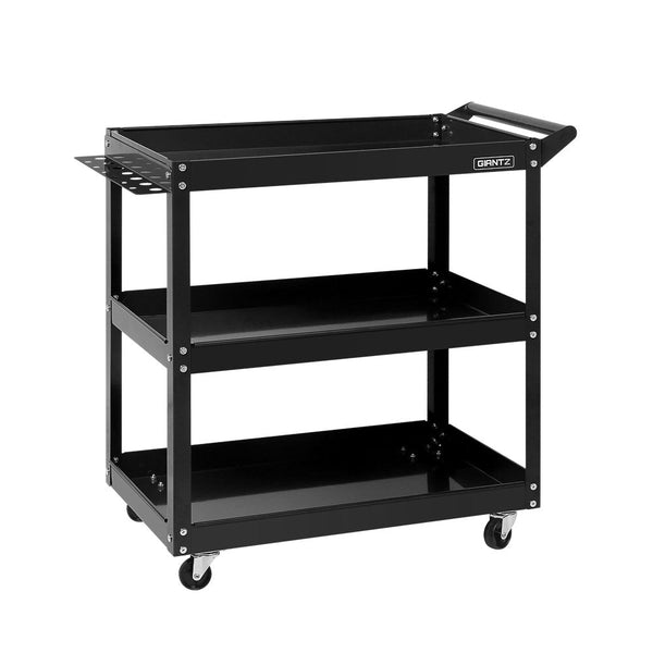 Giantz Tool Cart 3 Tier Parts Steel Trolley Mechanic Storage Organizer Black Giantz