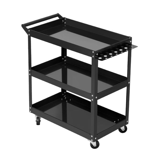 Giantz Tool Cart 3 Tier Parts Steel Trolley Mechanic Storage Organizer Black Giantz