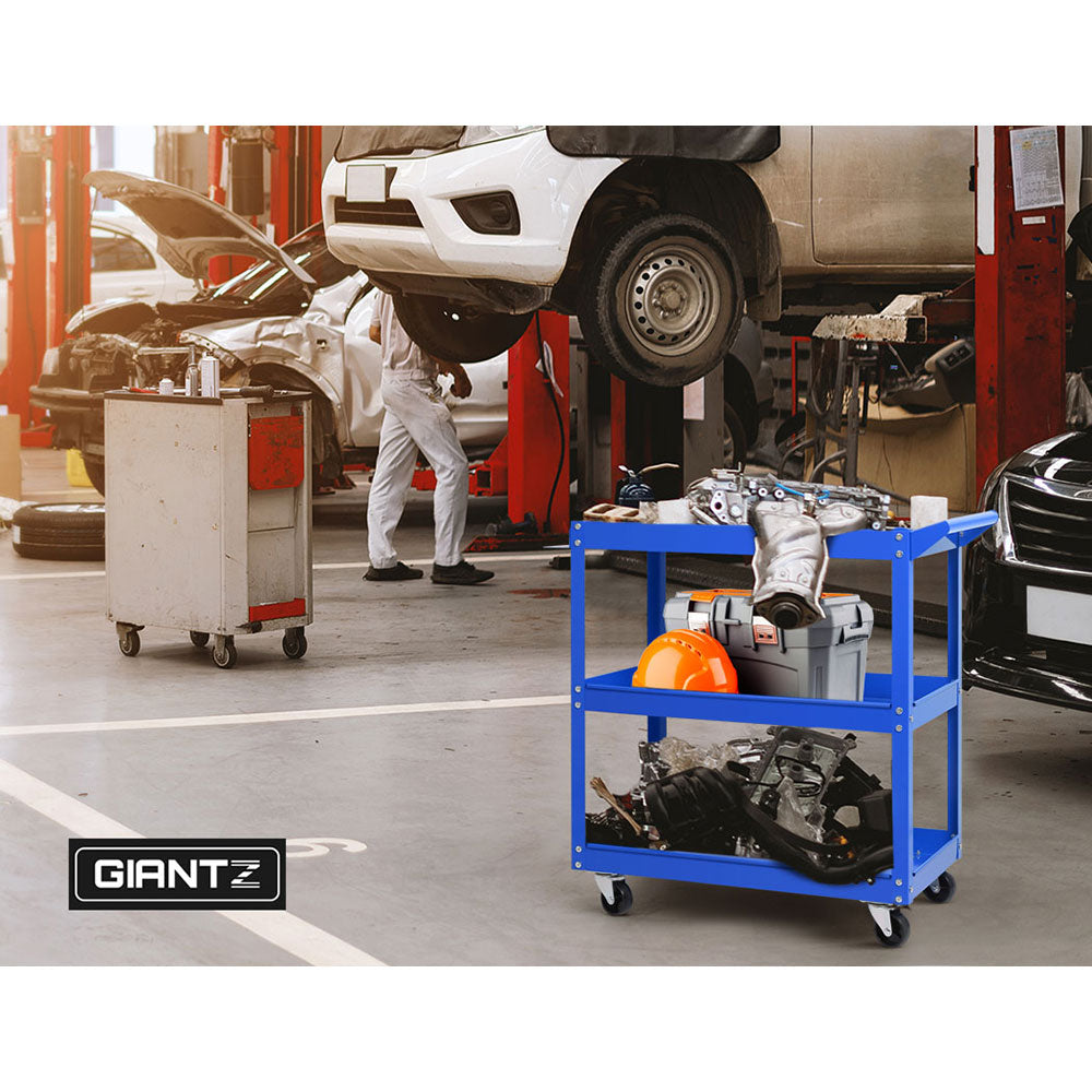 Giantz Tool Cart 3 Tier Parts Steel Trolley Mechanic Storage Organizer Blue Giantz