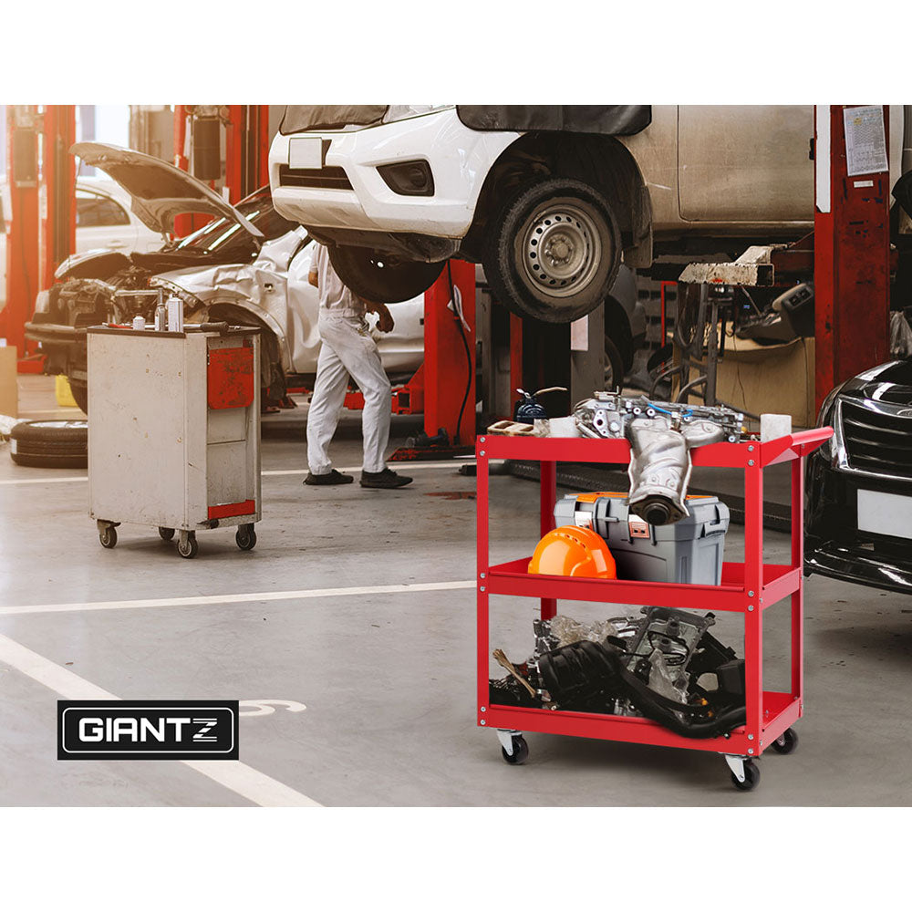 Giantz Tool Cart 3 Tier Parts Steel Trolley Mechanic Storage Organizer Red Giantz
