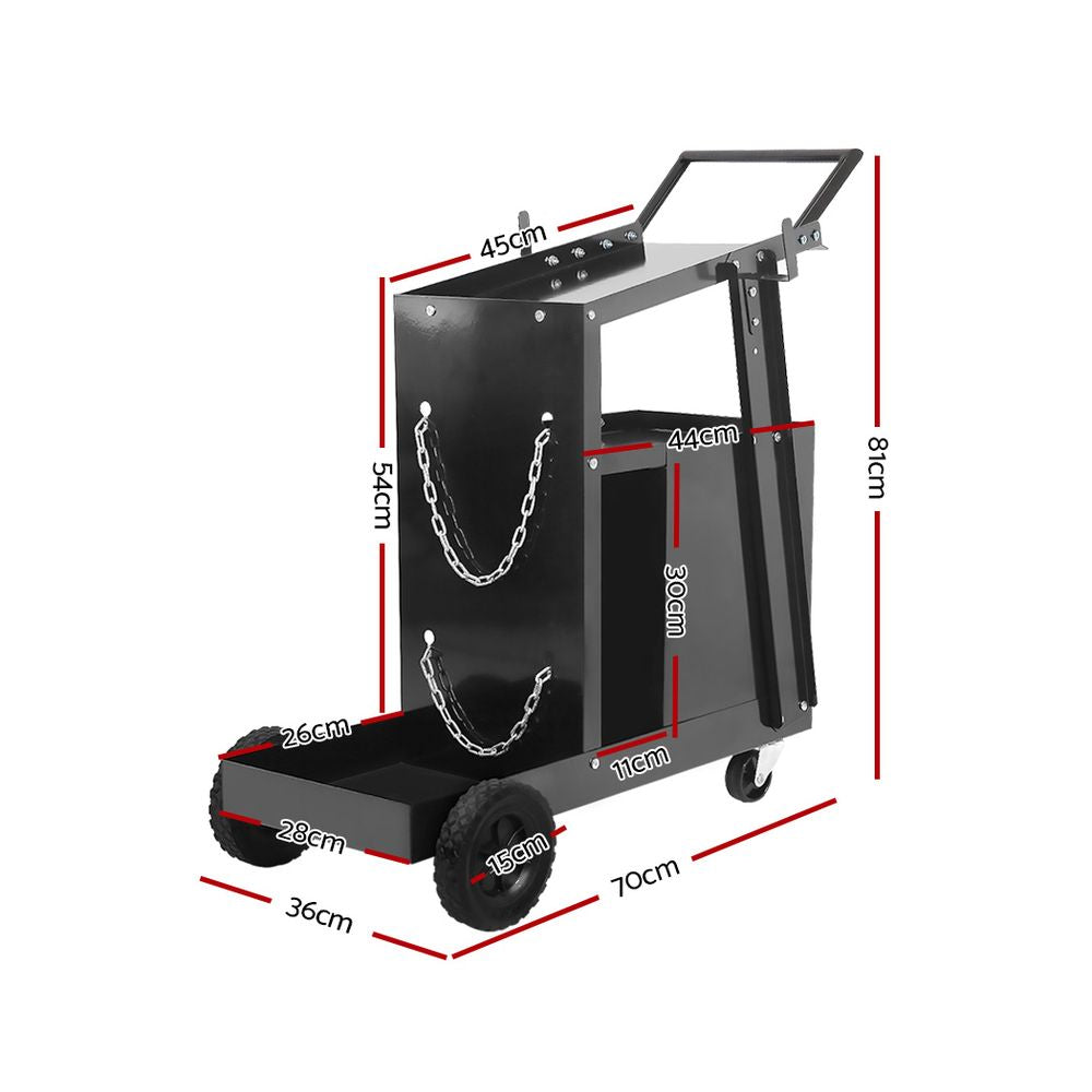 Giantz 4 Drawer Welding Trolley - Black Giantz