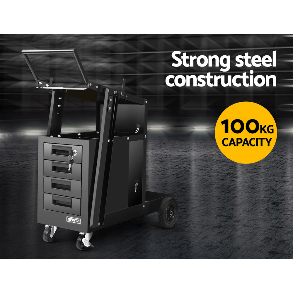 Giantz 4 Drawer Welding Trolley - Black Giantz