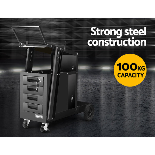 Giantz 4 Drawer Welding Trolley - Black Giantz