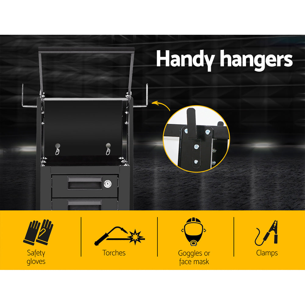 Giantz 4 Drawer Welding Trolley - Black Giantz