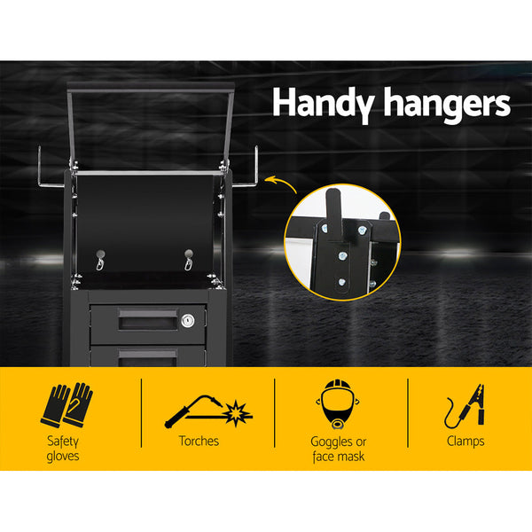 Giantz 4 Drawer Welding Trolley - Black Giantz
