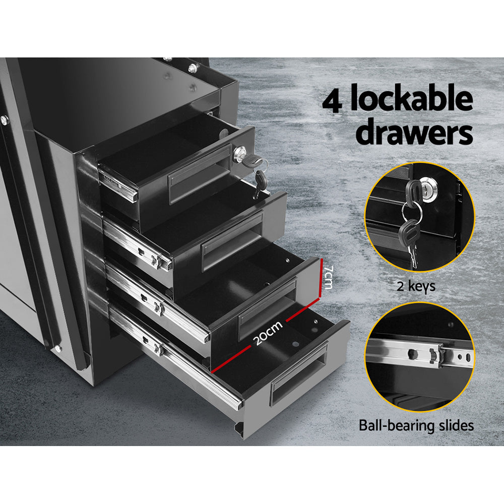 Giantz 4 Drawer Welding Trolley - Black Giantz