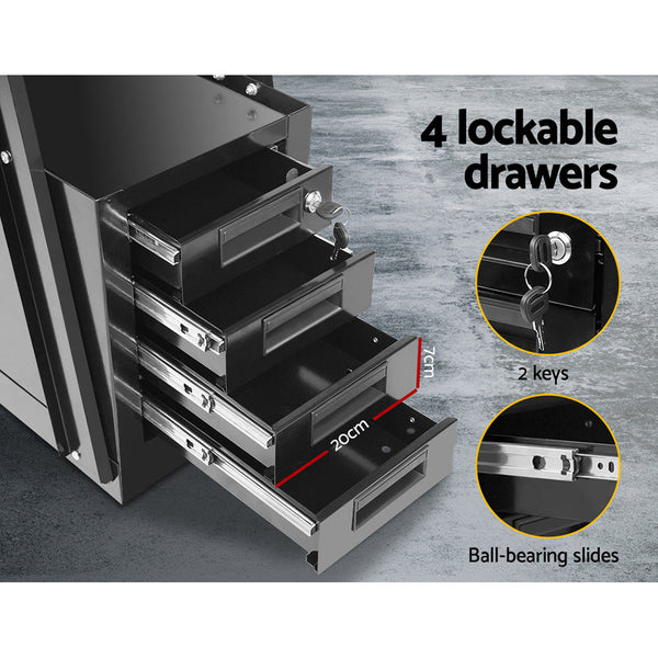 Giantz 4 Drawer Welding Trolley - Black Giantz