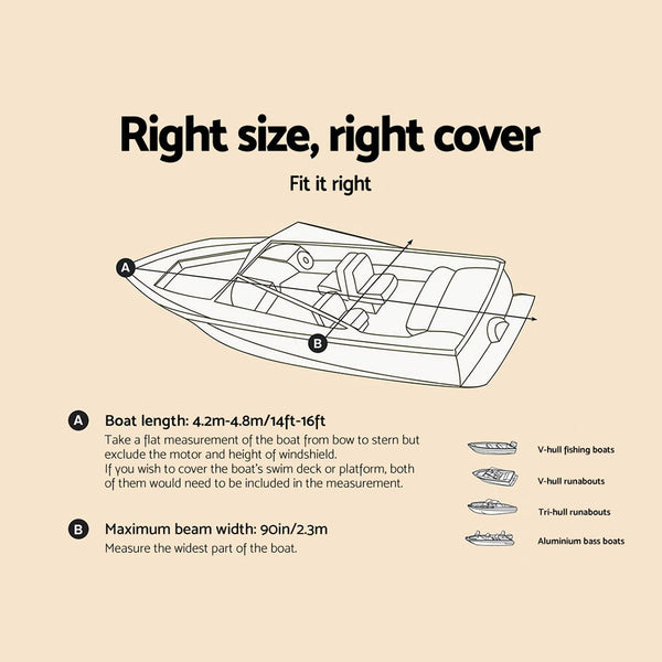 14 - 16 foot Waterproof Boat Cover - Grey freeshipping - Awezingly