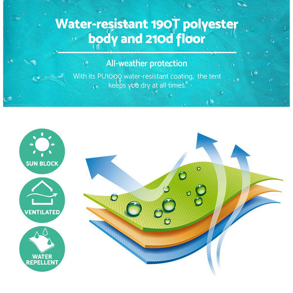 Weisshorn Pop Up Beach Tent Camping Hiking 3 Person Sun Shade Fishing Shelter Weisshorn