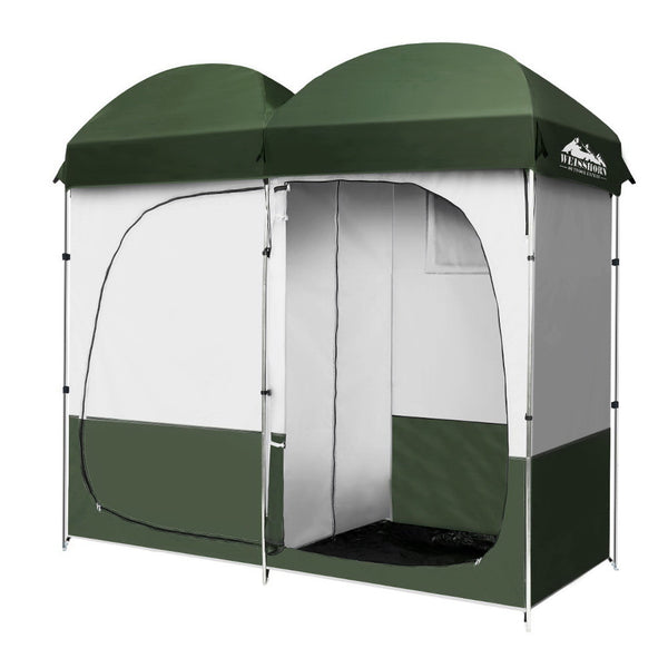 Weisshorn Double Camping Shower Toilet Tent Outdoor Portable Change Room Green freeshipping - Awezingly