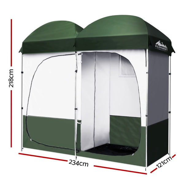 Weisshorn Double Camping Shower Toilet Tent Outdoor Portable Change Room Green freeshipping - Awezingly