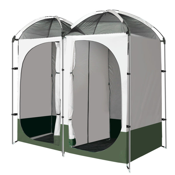 Weisshorn Double Camping Shower Toilet Tent Outdoor Portable Change Room Green freeshipping - Awezingly