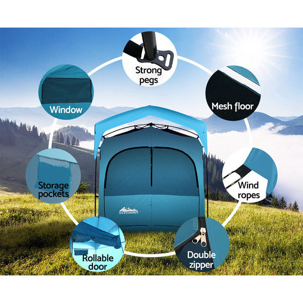 Weisshorn Pop Up Camping Shower Tent Portable Toilet Outdoor Change Room Blue Weisshorn