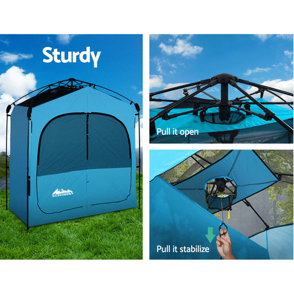 Weisshorn Pop Up Camping Shower Tent Portable Toilet Outdoor Change Room Blue Weisshorn