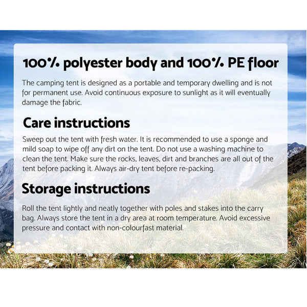 Weisshorn Instant Up Camping Tent 4 Person Pop up Tents Family Hiking Dome Camp Weisshorn