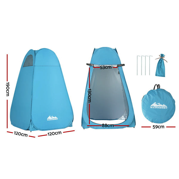 Weisshorn Pop-up Shower Tent Camping Outdoor Toilet Privacy Change Room Blue Weisshorn