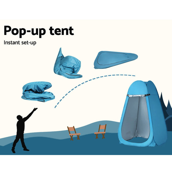 Weisshorn Pop-up Shower Tent Camping Outdoor Toilet Privacy Change Room Blue Weisshorn