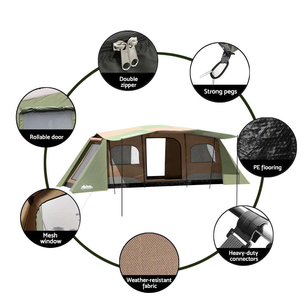 Weisshorn Camping Tent 10 Person Instant Up Tents Outdoor Family Hiking 3 Rooms Weisshorn