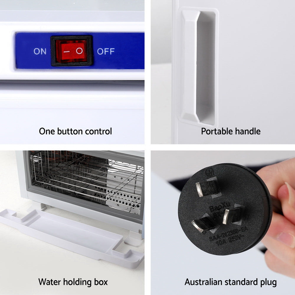 Devanti 16L Towel Warmer UV Sterilizer Heater Cabinet Beauty SPA Salon White Devanti