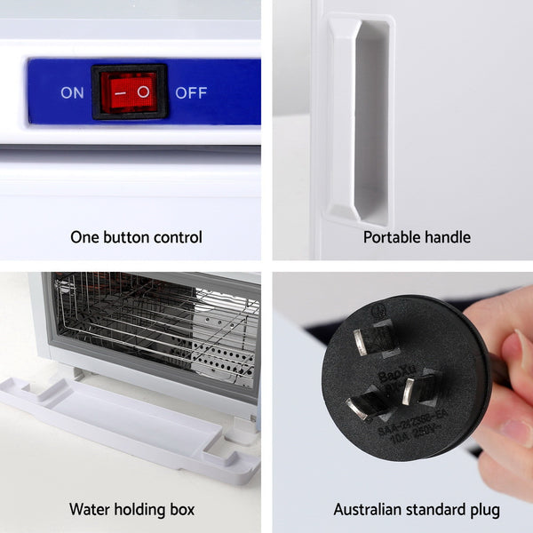 Devanti 16L Towel Warmer UV Sterilizer Heater Cabinet Beauty SPA Salon White Devanti