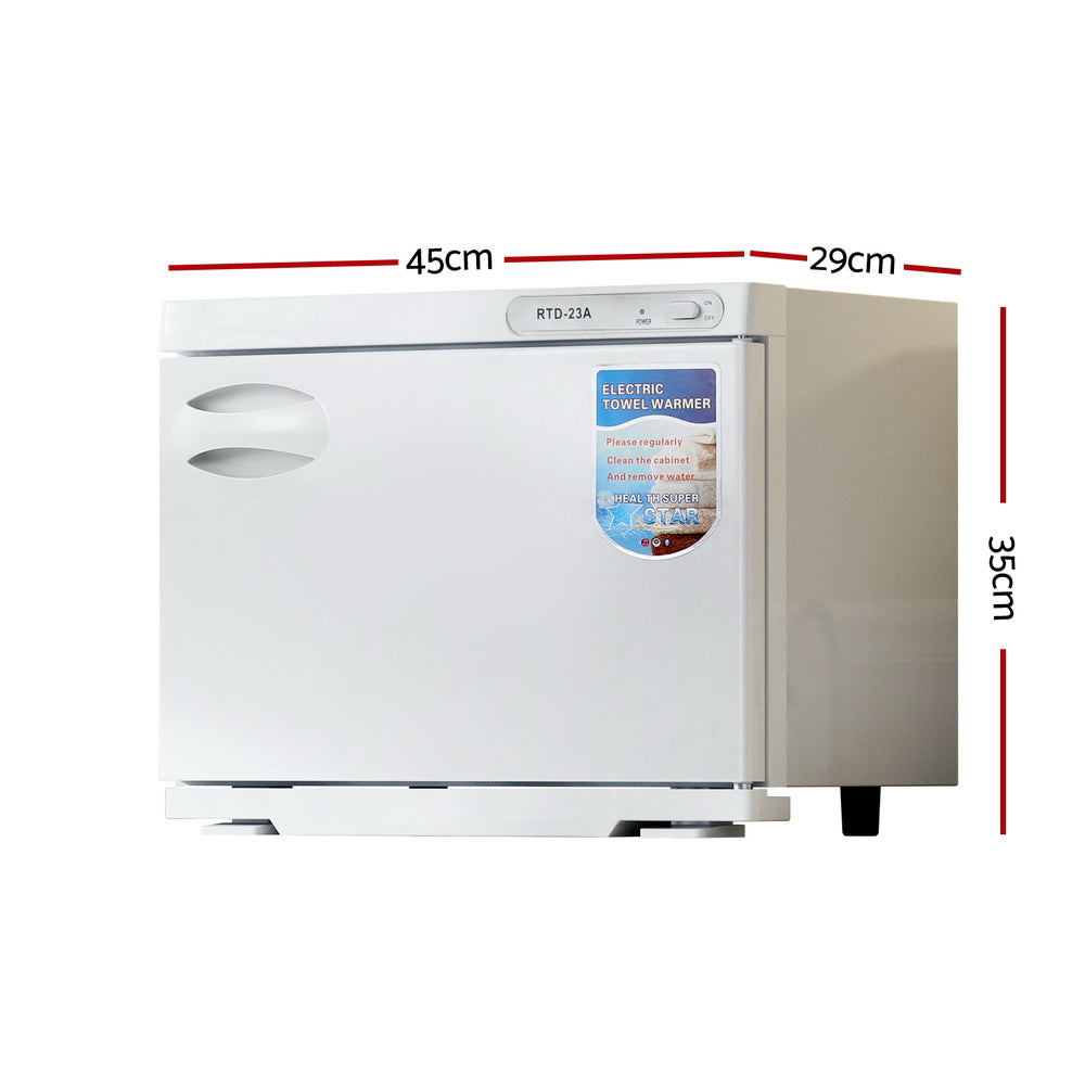 Devanti 23L Towel Warmer UV Sterilizer Heater Cabinet Beauty SPA Salon White Devanti