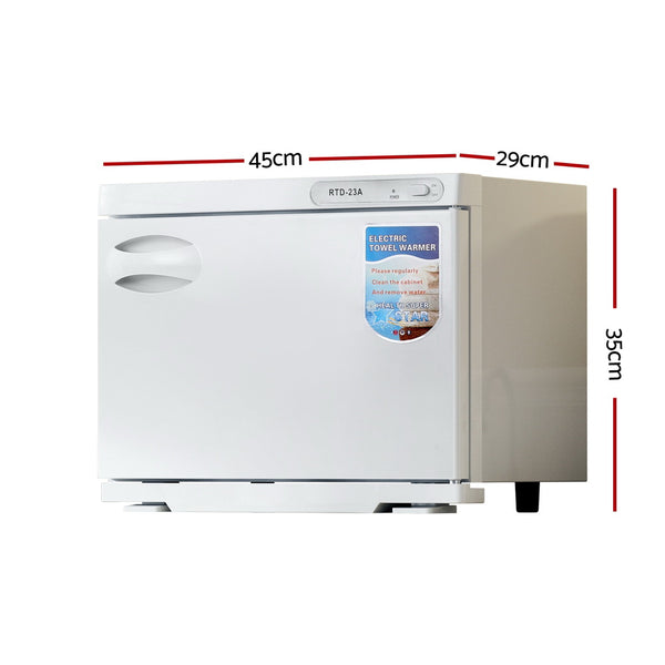 Devanti 23L Towel Warmer UV Sterilizer Heater Cabinet Beauty SPA Salon White Devanti