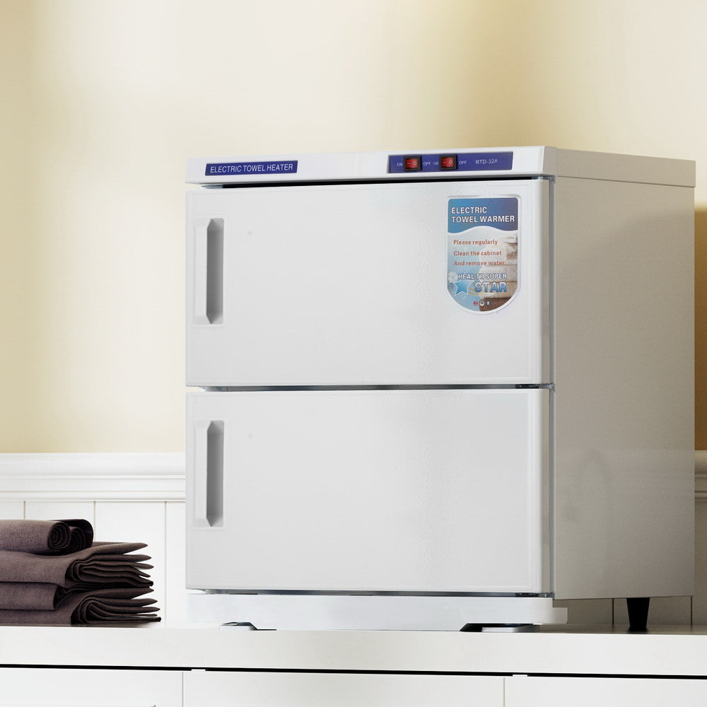 Devanti 32L Towel Warmer UV Sterilizer Heater Cabinet Beauty SPA Salon White Devanti