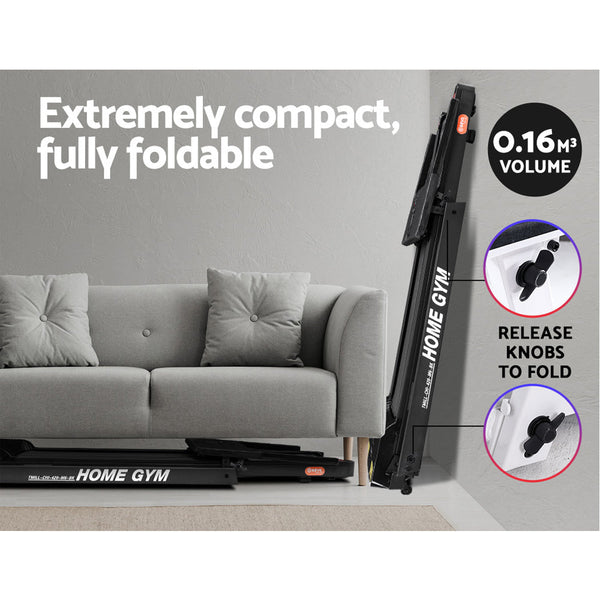 Everfit Electric Treadmill Home Gym Exercise Running Machine Fitness Equipment Compact Fully Foldable 420mm Belt Black Everfit