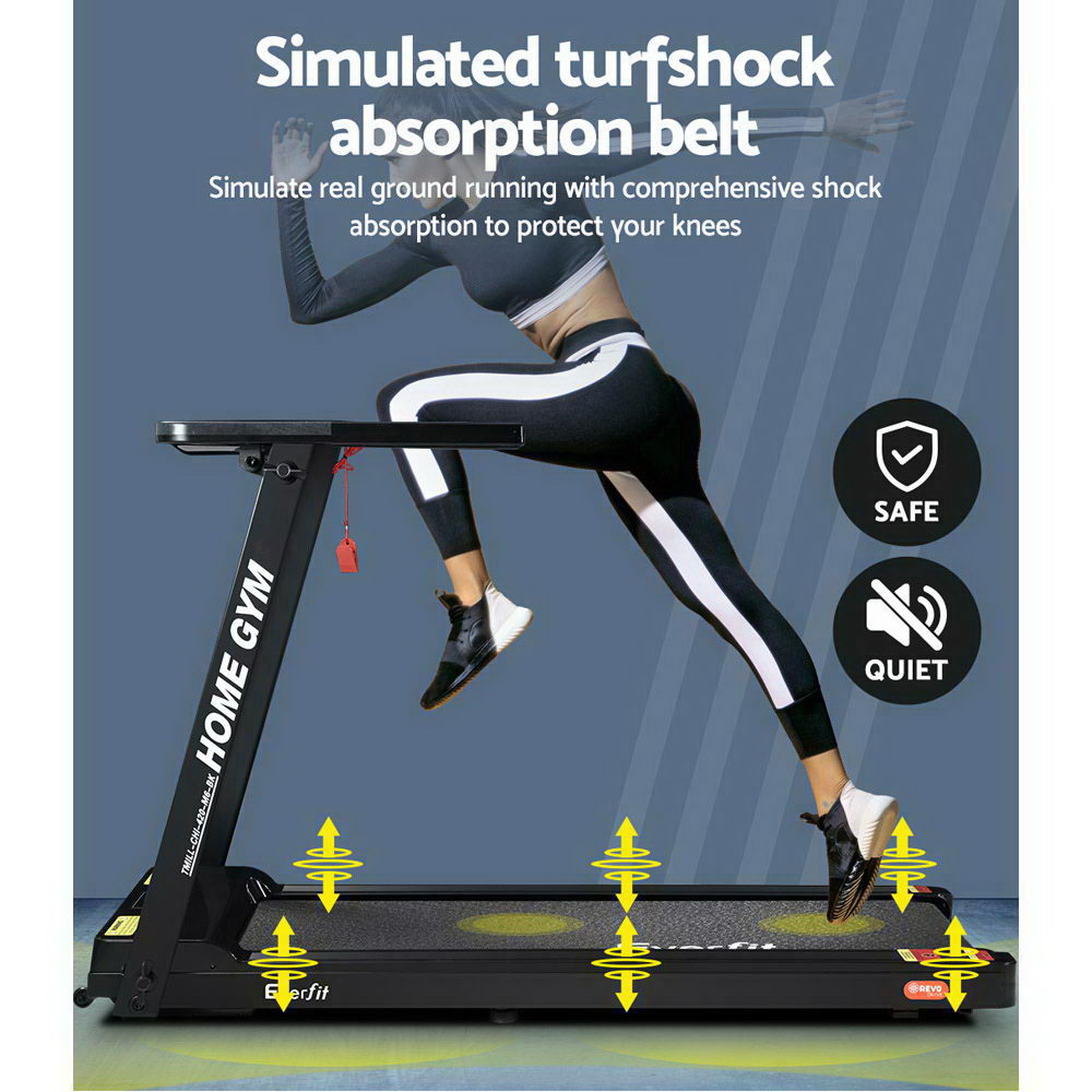 Everfit Electric Treadmill Home Gym Exercise Running Machine Fitness Equipment Compact Fully Foldable 420mm Belt Black Everfit