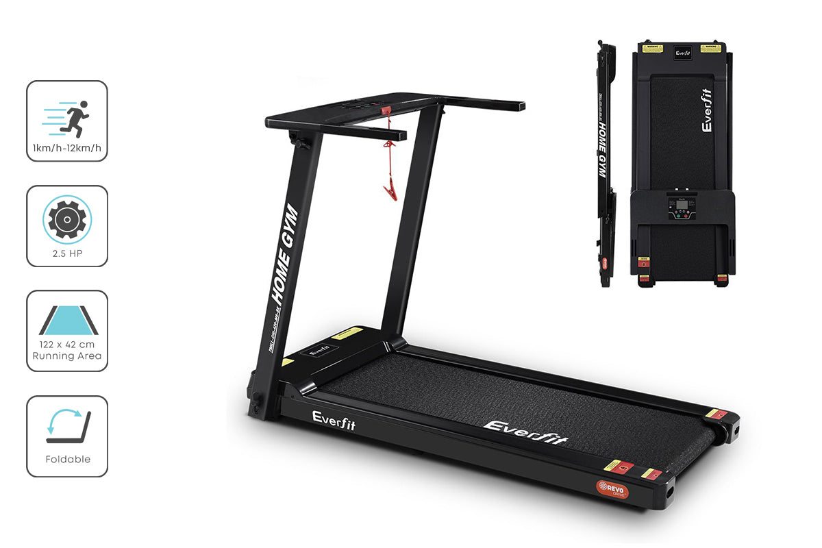 Everfit Electric Treadmill Home Gym Exercise Running Machine Fitness Equipment Compact Fully Foldable 420mm Belt Black Everfit