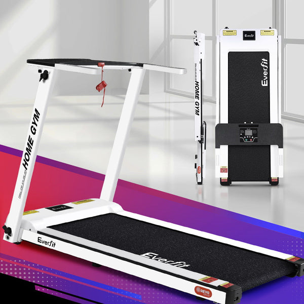 Everfit Electric Treadmill Home Gym Exercise Running Machine Fitness Equipment Compact Fully Foldable 420mm Belt White Everfit