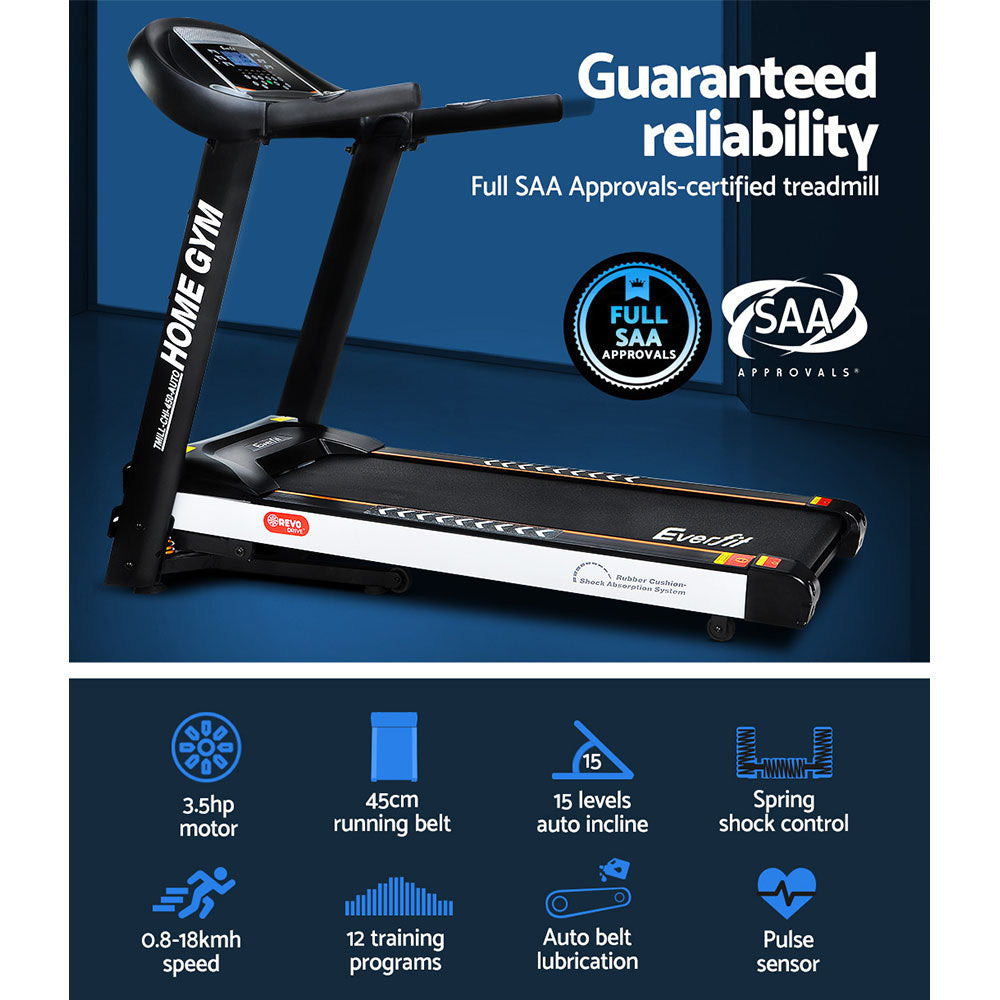 Everfit Electric Treadmill 45cm Incline Running Home Gym Fitness Machine Black Everfit