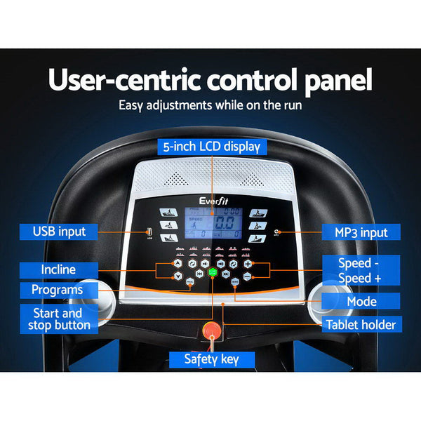 Everfit Electric Treadmill 45cm Incline Running Home Gym Fitness Machine Black Everfit