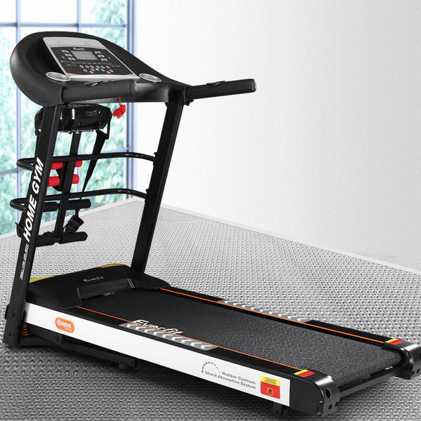 Everfit Electric Treadmill 450mm 18kmh 3.5HP Auto Incline Home Gym Run Exercise Machine Fitness Dumbbell Massager Sit Up Bar Everfit