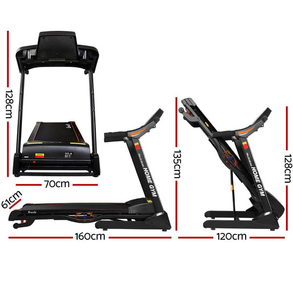 Everfit Electric Treadmill 48cm Incline Running Home Gym Fitness Machine Black Everfit