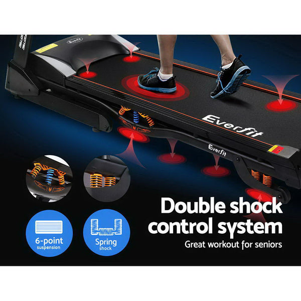 Everfit Electric Treadmill 48cm Incline Running Home Gym Fitness Machine Black Everfit