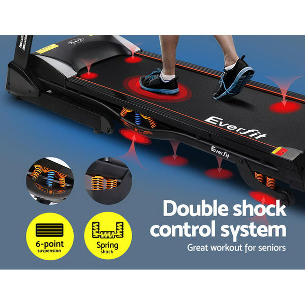 Everfit Electric Treadmill 480mm 18kmh 3.5HP Auto Incline Home Gym Run Exercise Machine Fitness Dumbbell Massager Sit Up Bar Everfit