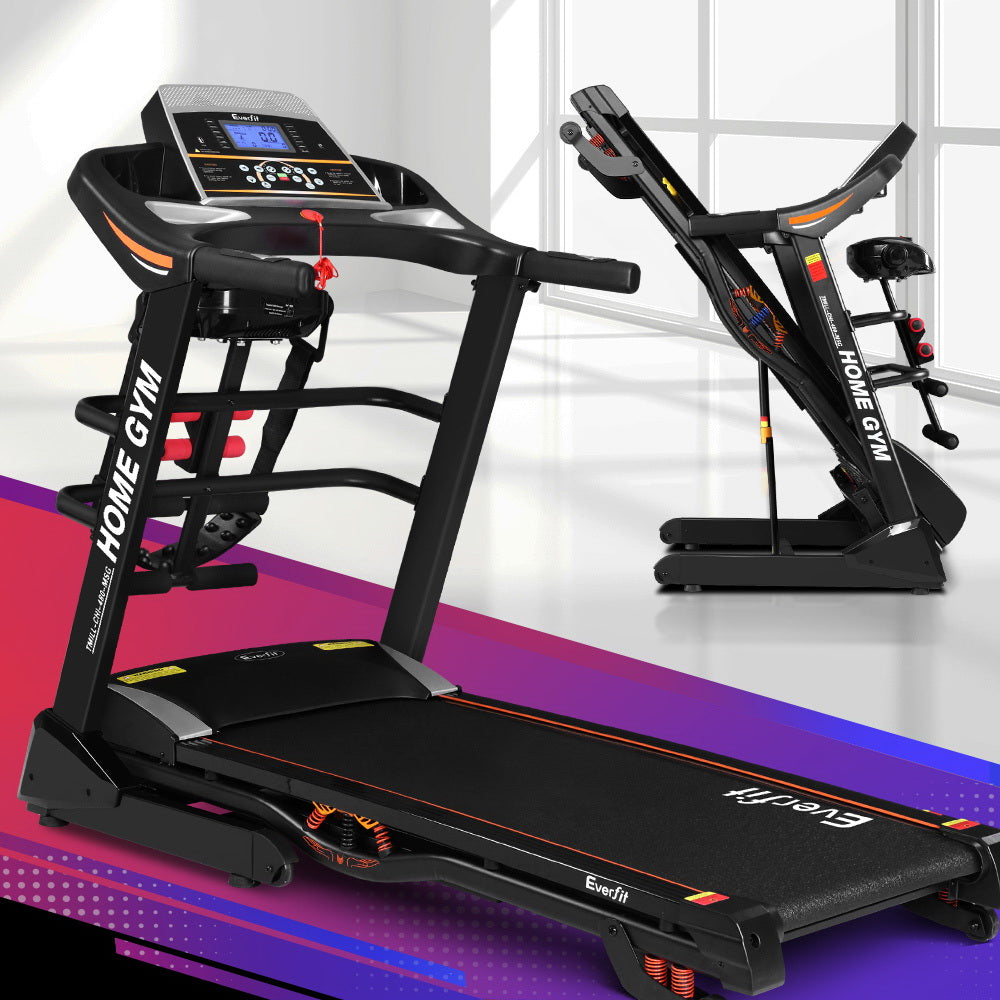 Everfit Electric Treadmill 480mm 18kmh 3.5HP Auto Incline Home Gym Run Exercise Machine Fitness Dumbbell Massager Sit Up Bar Everfit