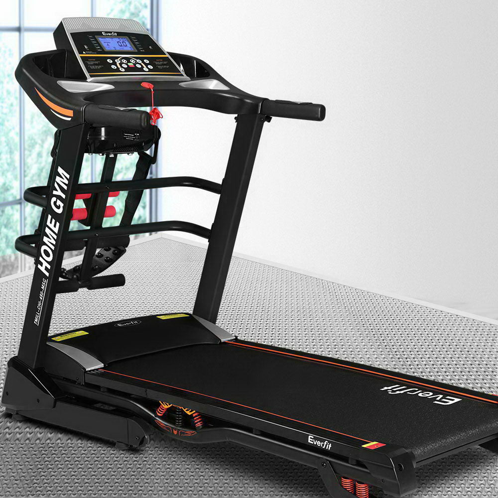 Everfit Electric Treadmill 480mm 18kmh 3.5HP Auto Incline Home Gym Run Exercise Machine Fitness Dumbbell Massager Sit Up Bar Everfit