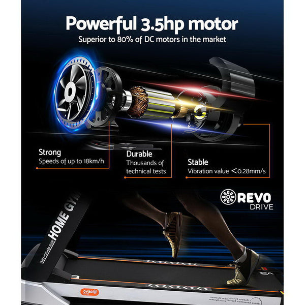 Everfit Electric Treadmill 48cm Incline Running Home Gym Fitness Machine Black Everfit