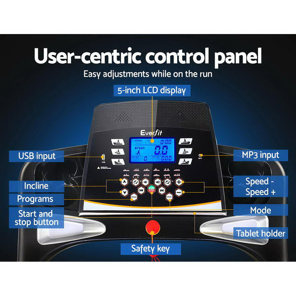 Everfit Electric Treadmill 48cm Incline Running Home Gym Fitness Machine Black Everfit