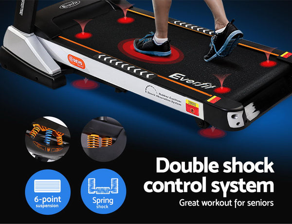 Everfit Electric Treadmill 48cm Incline Running Home Gym Fitness Machine Black Everfit