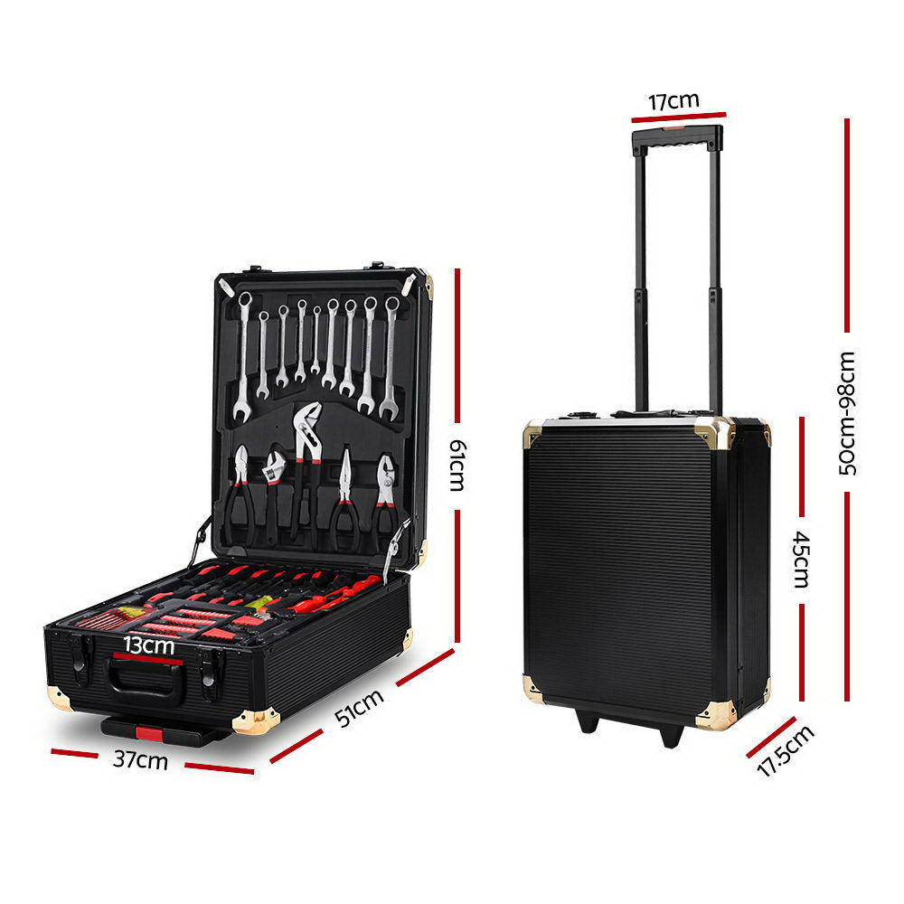 816pcs Tool Kit Trolley Case Mechanics Box Toolbox Portable DIY Set BK Giantz