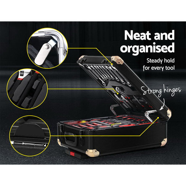 816pcs Tool Kit Trolley Case Mechanics Box Toolbox Portable DIY Set BK Giantz