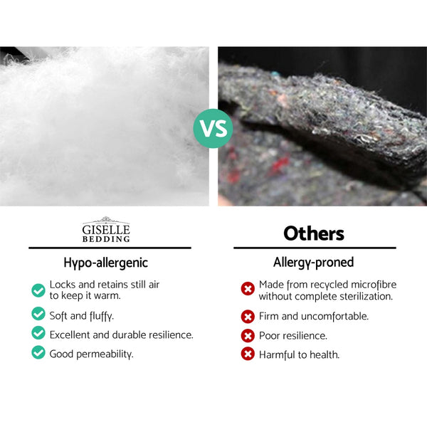 Giselle Double Mattress Topper Pillowtop 1000GSM Charcoal Microfibre Bamboo Fibre Filling Protector freeshipping - Awezingly