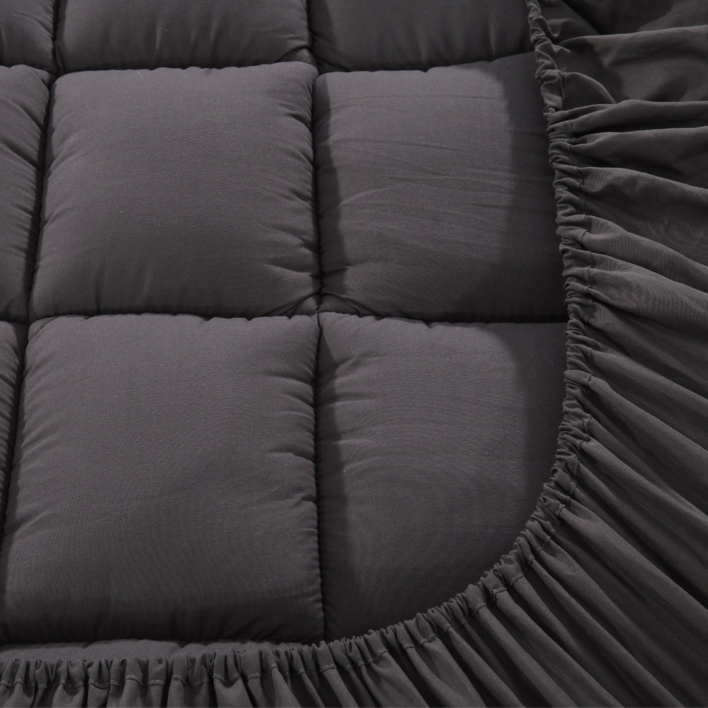Giselle King Mattress Topper Pillowtop 1000GSM Charcoal Microfibre Bamboo Fibre Filling Protector freeshipping - Awezingly