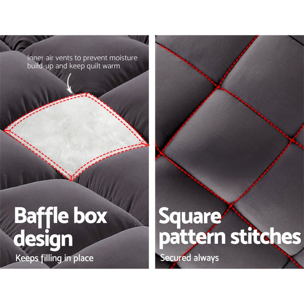 Giselle King Mattress Topper Pillowtop 1000GSM Charcoal Microfibre Bamboo Fibre Filling Protector freeshipping - Awezingly